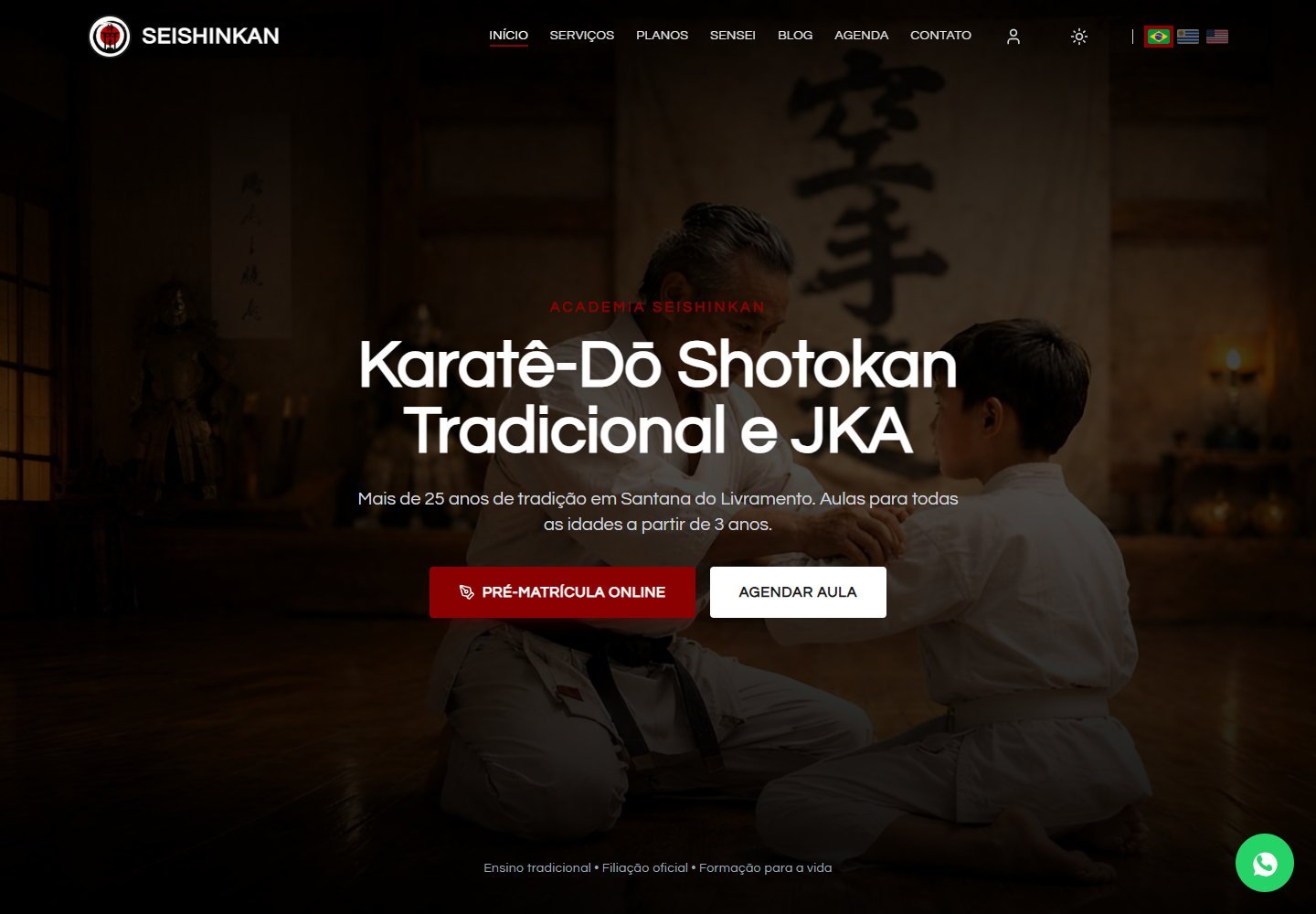 Captura desktop real de Academia Seishinkan