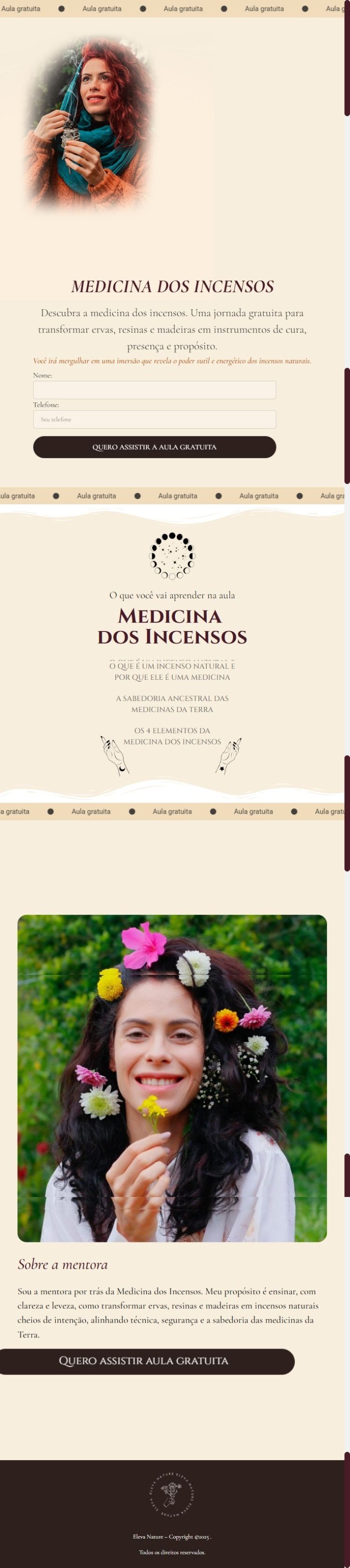 Vista previa visual del proyecto Clase Gratuita — Medicina dos Incensos