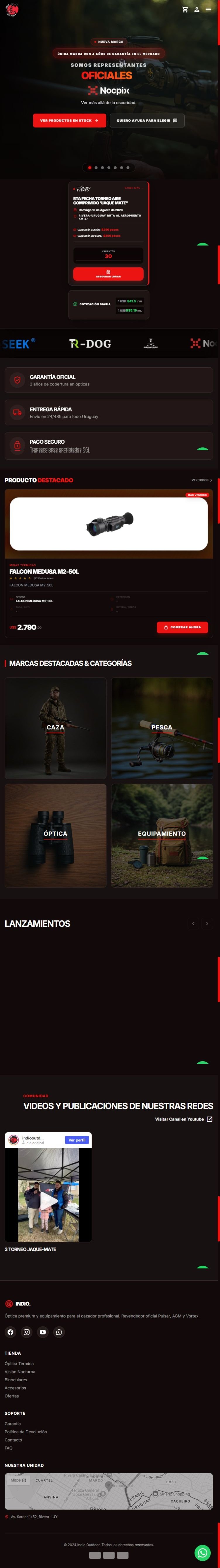 Captura mobile real de Indio Outdoor